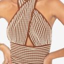 Revolve  Callahan Mimi Mini Dress Knitwear Brown Cream Striped Halter Twist S Photo 1