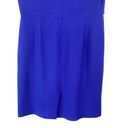 Carolina Herrera  Women's Blue V Neck Short Sleeve Draped Waist Wool Dress Sz 6 Photo 9