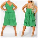 Boohoo  Green Strappy Tiered Midi Dress Photo 9