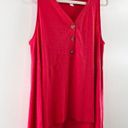 J.Jill  V Neck Sleeveless Cotton Blend Button Front Tank Top Red Large Petite Photo 5