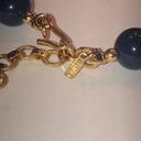 Monet  Vintage Navy Blue & Gold Tone Beaded Classic Boho Retro Necklace Photo 4