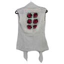 Vintage Concept Floral Rose Crochet Square Fuzzy Sweater Vest White Size M Photo 1