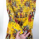 Farm Rio Dress Bria Smocked Mini Floral Off-Shoulder Yellow Multi XS EUC Photo 4