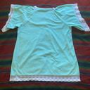 American Vintage VTG 70’s Terrycloth Aqua with white Lace trim Bohemian top! OSFM. Photo 10