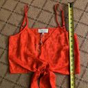 L'Academie L’Academie LA orange/ red camisole w tonal star pattern and tie front NWT S Photo 6