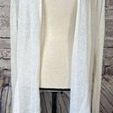 Tommy Bahama  Linen Cotton Open Front Loose Weave Cardigan Sweater Hooded Ivory M Photo 0