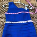 Wow Couture Wow-Couture Blue Body-Con Mini-Dress One-Armed Stretchy Bandage Horizontal Ribbi Photo 7