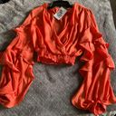 Boutique Long Sleeve Cropped Blouse Red Size M Photo 0