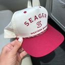 Seager Snapback Trucker Hat Maroon And Cream Red Photo 4