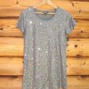 DKNY NWT  Silver Sequin T Shirt Top Photo 0