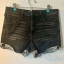 Abercrombie & Fitch  Black Denim Jean Shorts Raw Hem Size 30 High Rise Photo 0