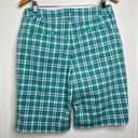 Jones New York  Sport Stretch Green Plaid Bermuda Length Shorts Women’s Size 12 Photo 2