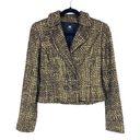 W By Worth  Women's Sz 4 Gold Black Crop Tweed Collared Long Sleeve *READ Photo 0