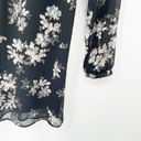 ASTR  Chiffon Floral Mini Swing Dress Sz M Black White V-Neck Lined Long Sleeve Photo 1