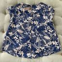 Panama Jack NWT  Linen Blend Top Cropped Pants Blue Tropical Print 1X Photo 3