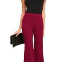 Lulus Lulu’s Leg Work Wine Red Wide-Leg Pants Photo 0