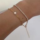 Bracelet Stack Set {2 Bracelets}*Pearl Bracelet* Tennis Bracelet Gold Photo 1