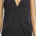 Michelle Mason  Cami Wrap Plunge Mini Dress in Charcoal Gray 100% Silk Size M Photo 4