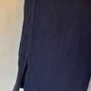 Navy Blue Wide Leg Waffle Knit Linen Pants Photo 2