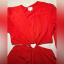 Dee Elly  Womens V-Neck Long Sleeve Heart Cut Out Red Mini Dress Size Small Photo 5