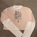 SheIn  2 in 1 Short/Long Sleeve Butterfly Graphic Ribbed Mock-Neck Cropped Tee Photo 2