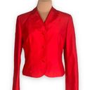 W By Worth  Jacket Red Silk Cropped Tailored Hourglass Sharp Shoulder Jewel Tone Photo 7