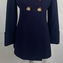 Anne Klein  Dark Purple Double Breasted Wool Blend Academia Heavy Coat Size S Photo 2