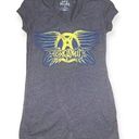 Mudd  Women's shirt Size Juniors medium Aerosmith rock band gray baby tee Photo 0