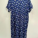 Acting Pro NEW  Blue with White & Orange Daisies Knit Oversized Shirt Dress Large Photo 1