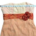 Tracy Reese Anthropologie  New York Orange Linen Sheath Style Strapless Dress Sz4 Photo 3