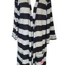 PINK - Victoria's Secret Victoria's Secret PINK Gray/Black Striped Long Sleeve Robe One Size Photo 0