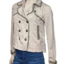 Free People  Women’s Size 4 Light Gray Double Breasted Cotton Mini Trench Jacket Photo 0