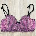 Victoria's Secret Victoria’s Secret Vintage Y2K Pink Black Bow Floral Lace Balconette Bustier Bra Photo 0