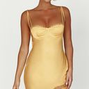 Meshki satin lace slip mini dress in lemon Photo 0