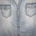 Cello  Chambray Snap Button Up Shirt Distressed Photo 1