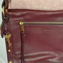 Fossil Women’s Allie Leather Satchel Bag Wine or Brandy Photo 3