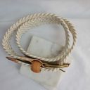 Talbots Cream/Tan Braided Belt with leather and solid brass finishings size M Photo 3