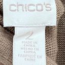 Chico's  Knit Sweater Womens L 12 Tan Bejeweled Wrist Mock Neck Elegant Casual Car Photo 11