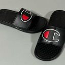 Champion Black Red Logo Slip-On Summer Slippers Slides Flip-Flops Sandals Shoes Size 8 🖤❤️ Photo 0