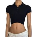 Brandy Melville Rare  BLACK Bridget Crop Knit Polo collared y2K short sleeve Top Photo 1