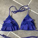 Aerie  Blue swim Bikini Top size Large Photo 3