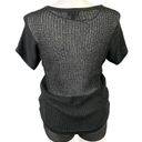 a.n.a  Womens Sweater Pullover Short Sleeve Loose Knit Crochet Summer Black Large Photo 2