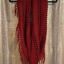 infinity Tickled Pink Maroon Red Boho Fringe Knit  Loop Scarf Photo 0