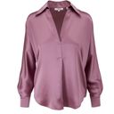 Vince  Silk Shaped Collar Popover Blouse Top Vervain Purple Lilac Size XS NEW Photo 12