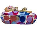 Coach  VTG Bright Colorful Monogram Satin Feel Tan Vinyl Handle Purse Photo 5