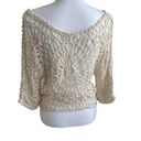 Pretty Angel  Women Silk Blend Top  M Ivory Crop Open Loop Design Chic Indi Boho Photo 2