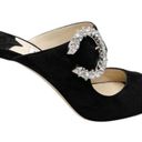 Jimmy Choo  Saf Black Suede Crystal Embellished Buckle Sandal High Heel Mules Photo 2