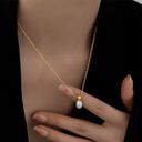 White Pearl Pendant Necklace for Women Gold Photo 3