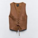 ZARA  NWT 2 piece matching set, brown / tan lace up tie vest & skirt set Photo 5