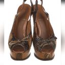 Fendi  Brown Snakeskin Print Slingback Heels Sz 37 (7) Photo 10